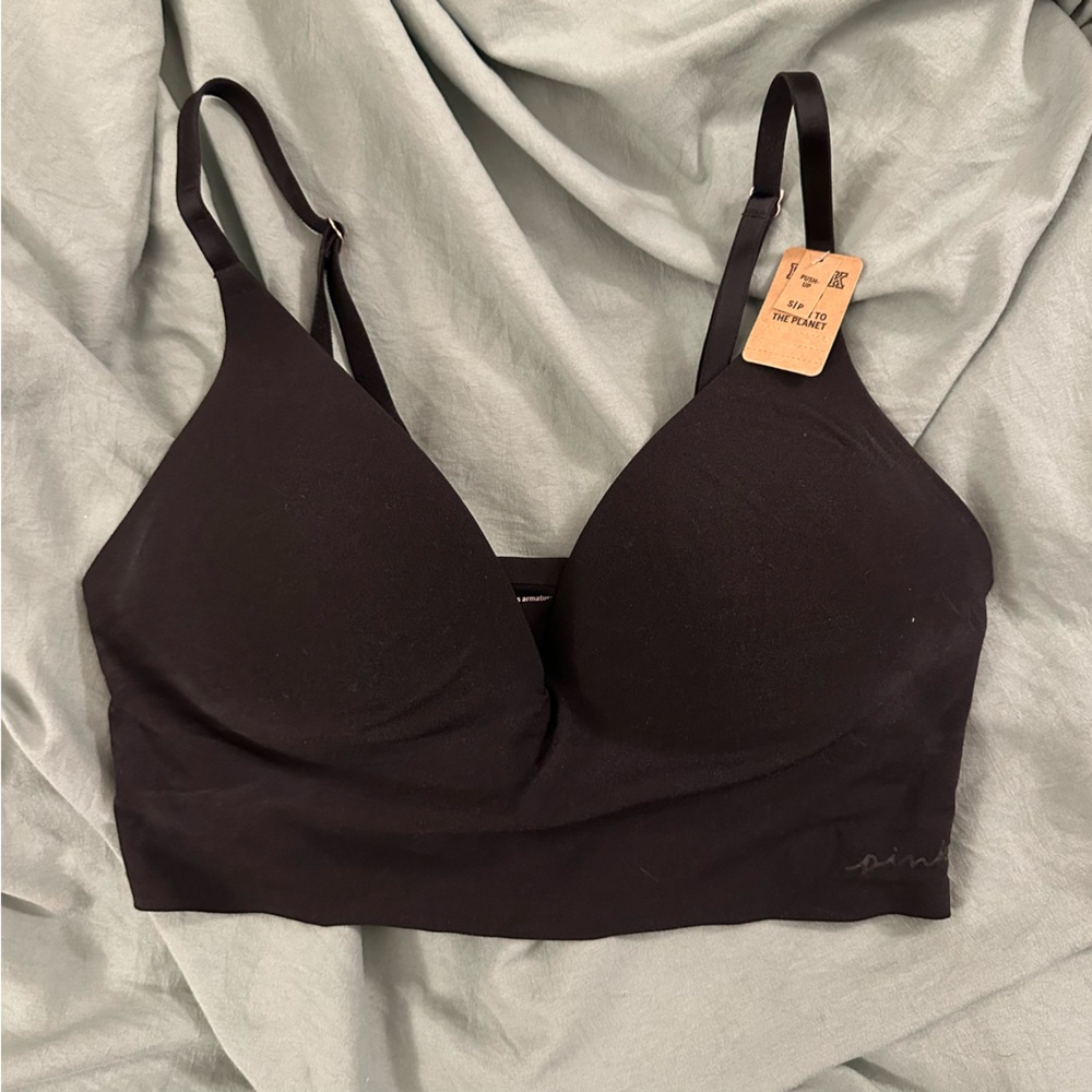 Pink wireless push up seamless bra
